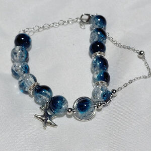 Women's Unbranded Bracelet One Size Blue Silver Beaded Starfish Charm